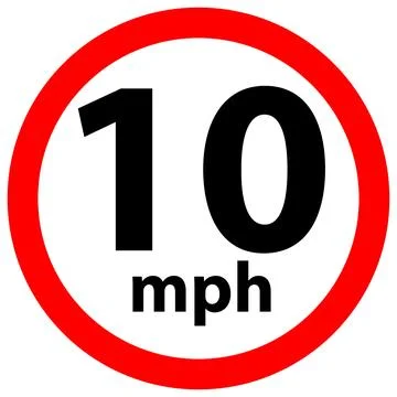 Driving speed limit 10 mph sign. Traffic signs and symbols. Stock Illustration