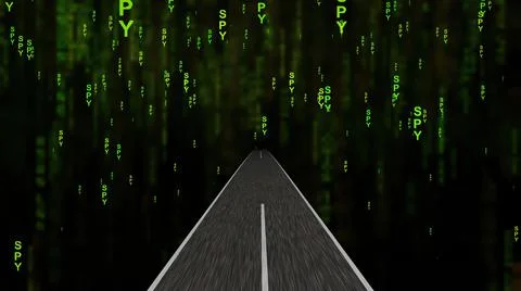 Driving into the spy net world Stock Illustration