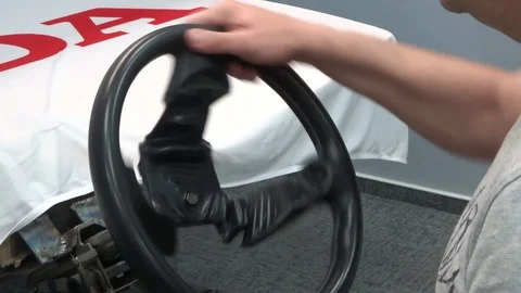 Driving the steering wheel in a driving school Stock Footage 94771908