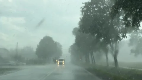 Driving in a Storm with Wipers On Stock Footage 278288940