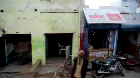 Driving on Street in Agra Stock Footage 40244681