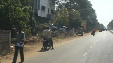 Driving on street in India Stock Footage 10800648