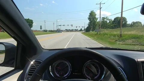 Driving - Sunny Day - Van at Stop Light Stock Footage 91067688