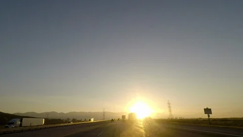 Driving into the sunrise Stock Footage 122347888