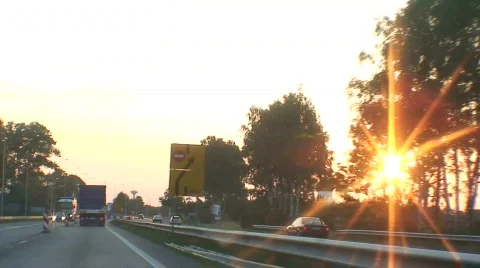 Driving at sunset 1 Stock Footage 88357