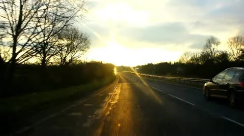 Driving into the sunset Stock Footage 10722776