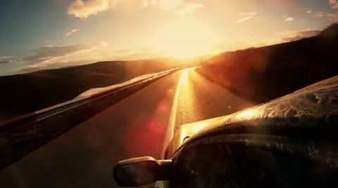 Driving at sunset Stock Footage 14808218