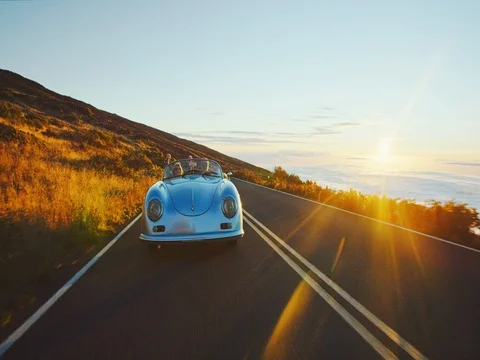 Driving into the Sunset Stock Footage 81236965
