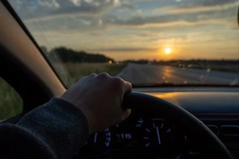 Driving into the Sunset Foto stock