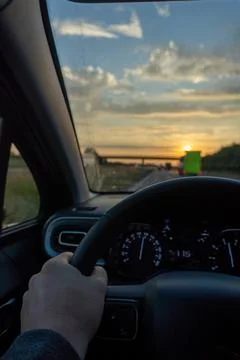Driving into the Sunset Stock Photos