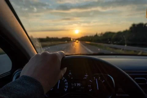 Driving into the Sunset Stock Photos