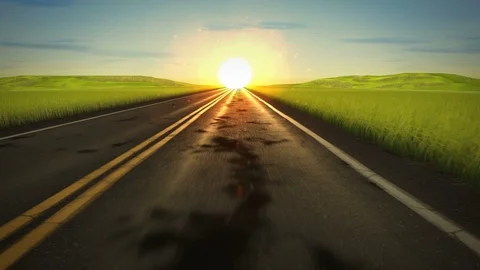 Driving sunset road loop Vidéo 94171622