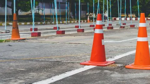 Driving test and training area with simulate test for driving license. Drivin Stock Photos