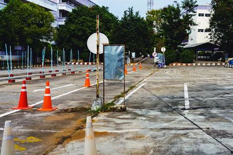 Driving test and training area with simulate test for driving license. Drivin Stock Photos
