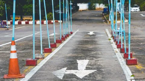 Driving test and training area with simulate test for driving license. Drivin Stock Photos
