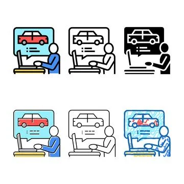 Driving test preparation variations color icon vector 스톡 일러스트