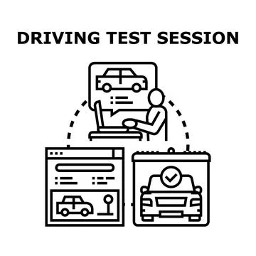 Driving test session concept for driver license passing Stock Illustration