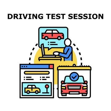 Driving test session concept for driver license passing Stock Illustration