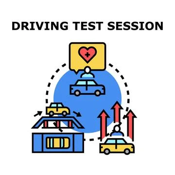 Driving test session demonstrating safety and skill improvement Stock Illustration