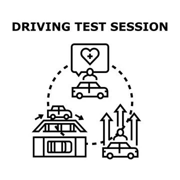 Driving test session demonstrating safety and skill improvement Stock Illustration