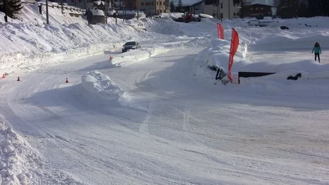 Driving test on snow Stock Footage 103797817