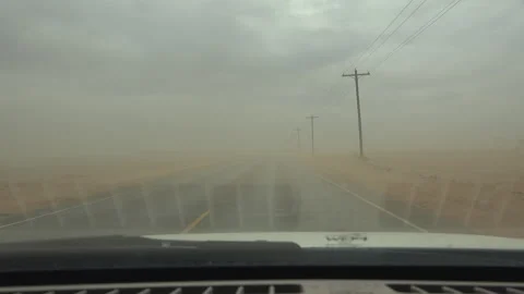 Driving Texas highways on a typical blinding windy afternoon, 4K. Stock Footage 241541866