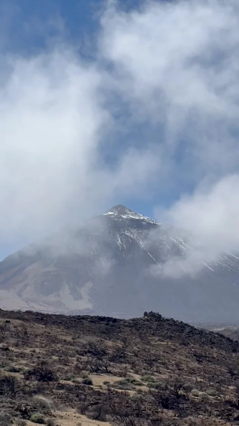 Driving TF24 with Teide views and sea of clouds in Teide National Park Stock Footage 311515364