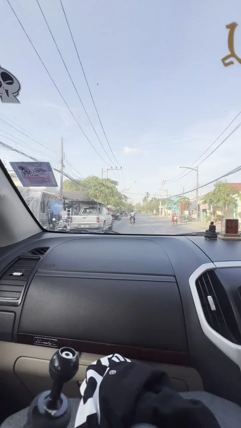 Driving in Thailand Koh Samui Passenger POV With Camera mid day and traffic Stock Footage 246353343