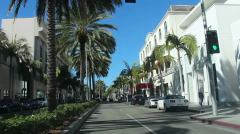 Driving though Rodeo Drive Beverly Hills 動画素材 34009130
