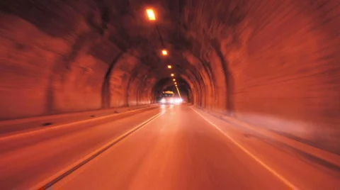 Driving though a tunnel - Time Lapse - Take 2 Stock Footage 886081