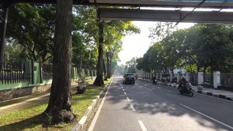 Driving Through Aceh Street by Car, Road Traffic in The Morning, Bandung Video stock 129696565