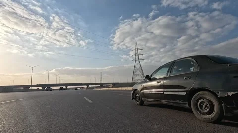 Driving Through Active Streets New Cairo Showing Modern Buildings Traffic And Stock Footage 329780281
