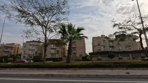 Driving Through Active Urban District Roads New Cairo Showing Buildings Traffic Stock Footage 329774224