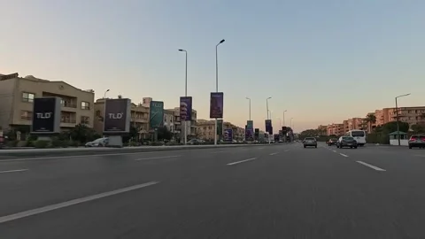 Driving Through Active Urban District Roads New Cairo Showing Buildings Traffic Stock Footage 329784701