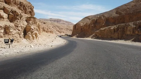Driving through Ancient Egyptian Valley of the Kings Stock Footage 113158598