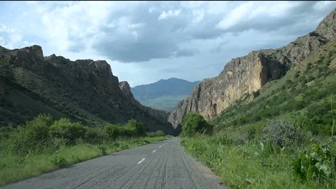 Driving through Armenian landscape in spring. Stock Footage 98299062