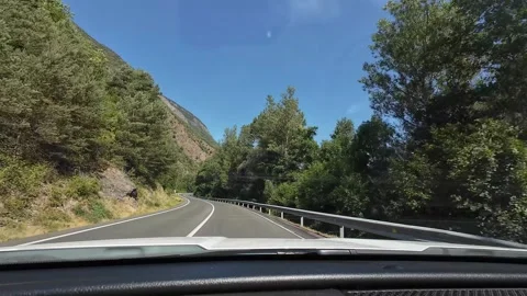 Driving through a beautiful mountain valley in Pyrenees Stock Footage 340579391