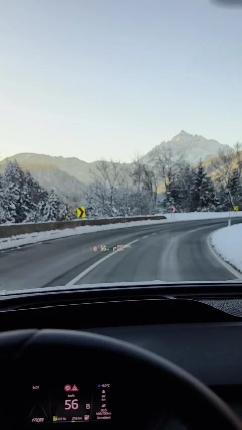 Driving through beautifully snow-covered scenery. T Video stock 269528036