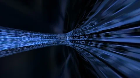 Driving through binary data tunnel Video stock 99666471