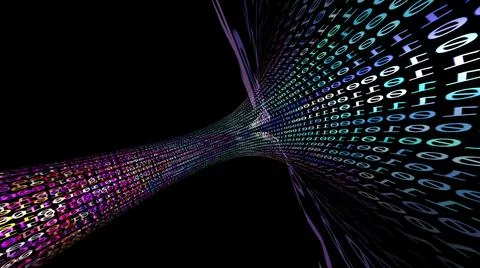 Driving Through Binary Data Tunnel 3d illustration 库存插图