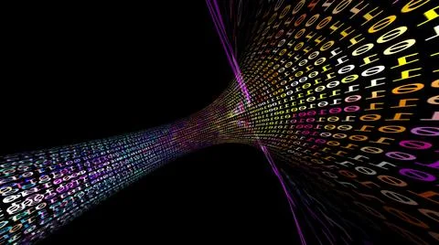 Driving Through Binary Data Tunnel 3d illustration 库存插图