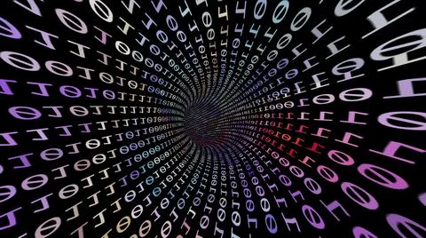 Driving Through Binary Data Tunnel 3d illustration イラスト素材