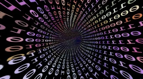 Driving Through Binary Data Tunnel 3d illustration Stockillustratie