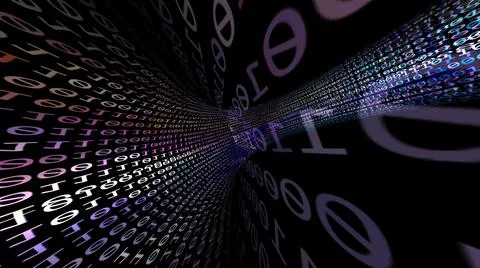 Driving Through Binary Data Tunnel 3d illustration イラスト素材