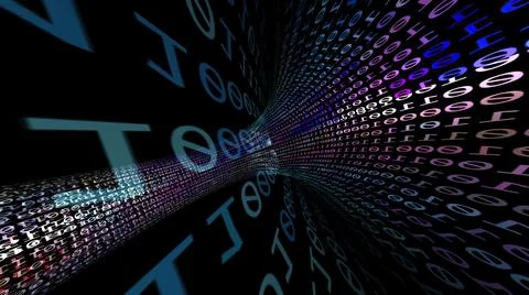 Driving Through Binary Data Tunnel 3d illustration イラスト素材