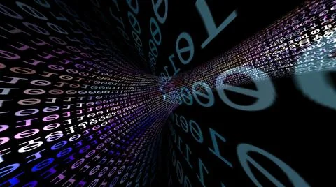 Driving Through Binary Data Tunnel 3d illustration Illustrazione stock