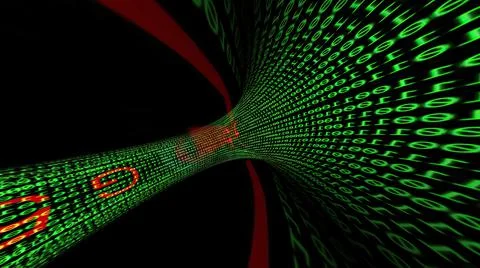 Driving Through Binary Data Tunnel 3d illustration イラスト素材