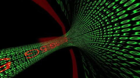 Driving Through Binary Data Tunnel 3d illustration Stock Illustration