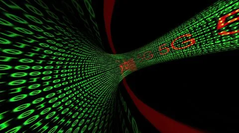 Driving Through Binary Data Tunnel 3d illustration イラスト素材