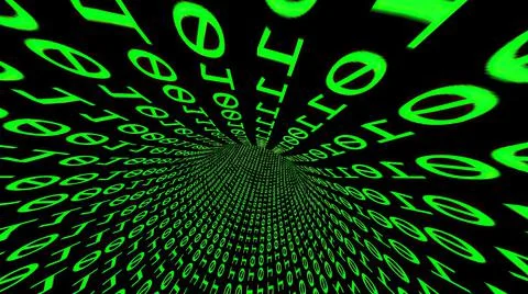 Driving Through Binary Data Tunnel 3d illustration イラスト素材